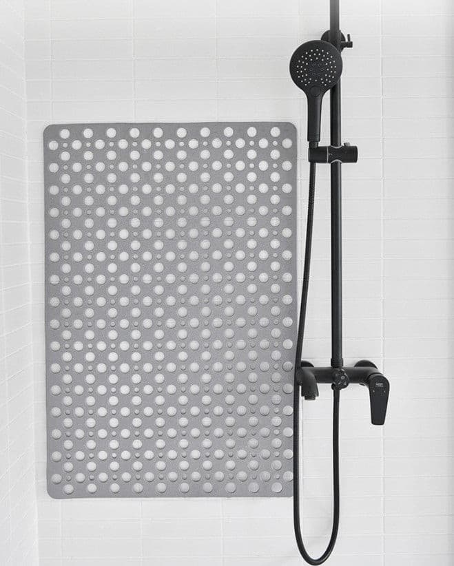 Grey PVC Rubber Shower Rug Non-Slip Bathroom Shower Mat.